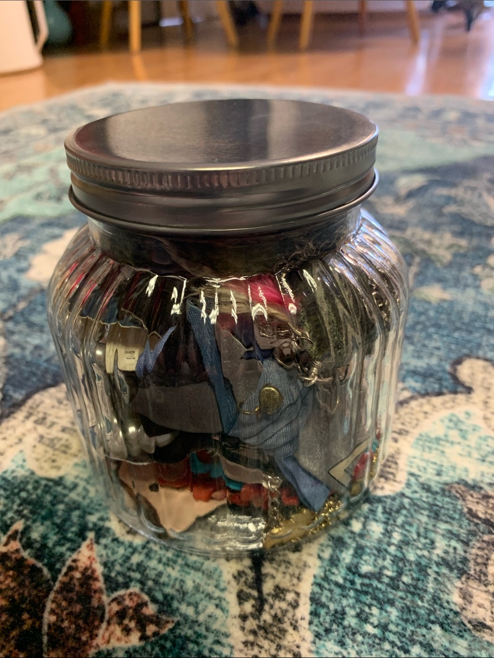Jewelry Jar Mystery y2k 2010 Glass Jar with Gold Lid NEW boho
